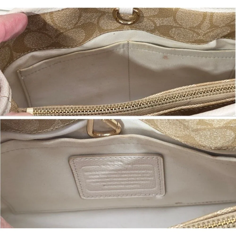 Coach Mini Margot Carryall Khaki Brown Signature C Coated Canvas Purse F34065